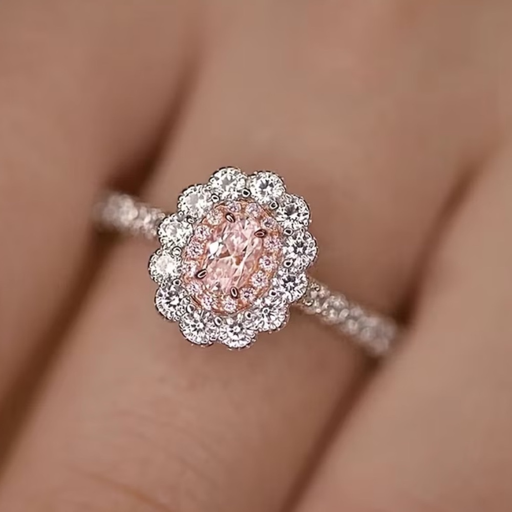 🆕 Beautiful Pink Moissanite Gemstone and Silver Engagement Band Ring - SIZE 7 - Picture 1 of 17